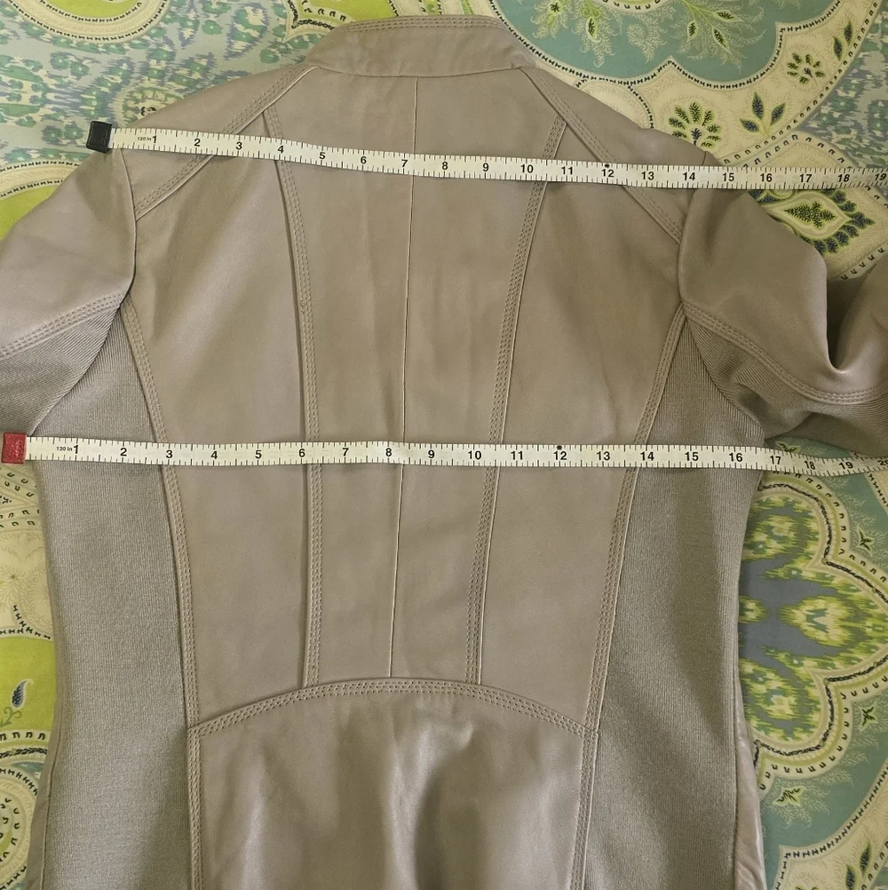 Michael Kors Leather Jacket Light Pearl Gray Glove Soft XS $450